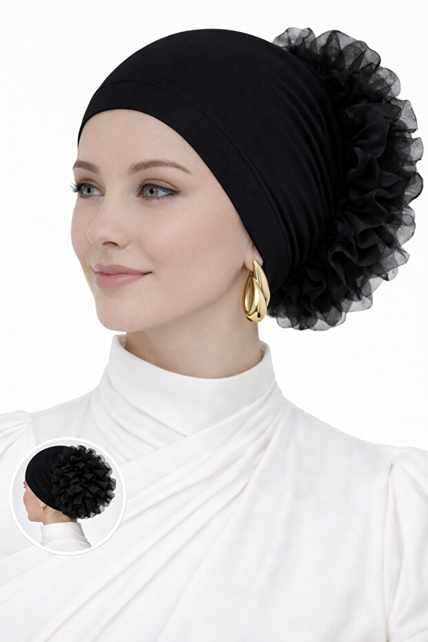Luxury Stitched Lycra Ruffled Bonnet, Non-Slip Bonnet, Shawl Bonnet Scarf Bonnet, Hijab Bonnet Viscose Bonnet