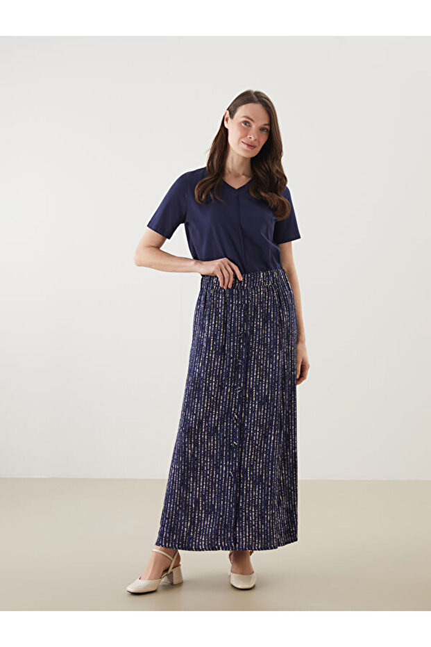 Patterned Women's Skirt with Elastic Waist