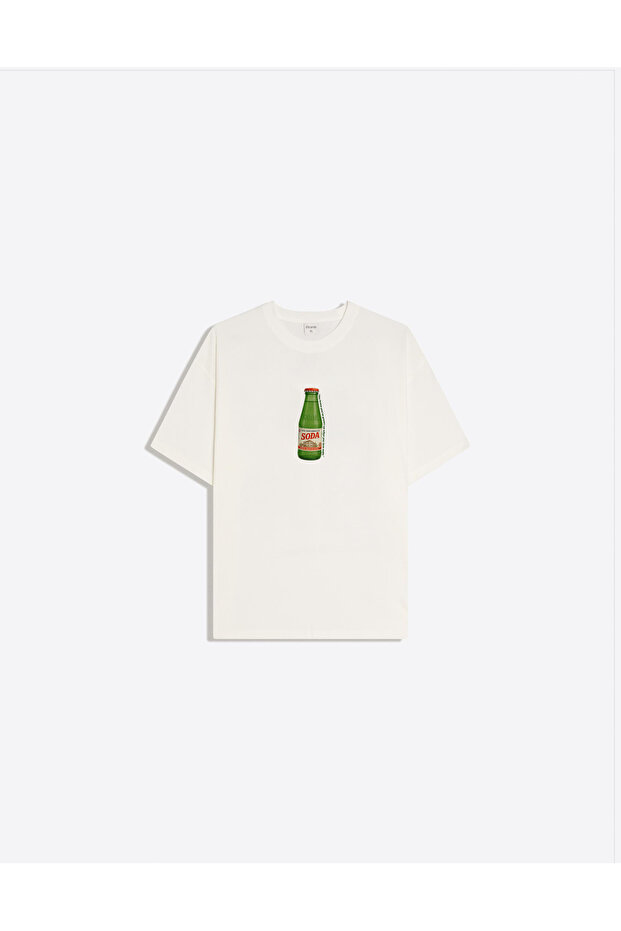 Soda Printed Crew Neck Oversize Trendy Women's T-Shirt