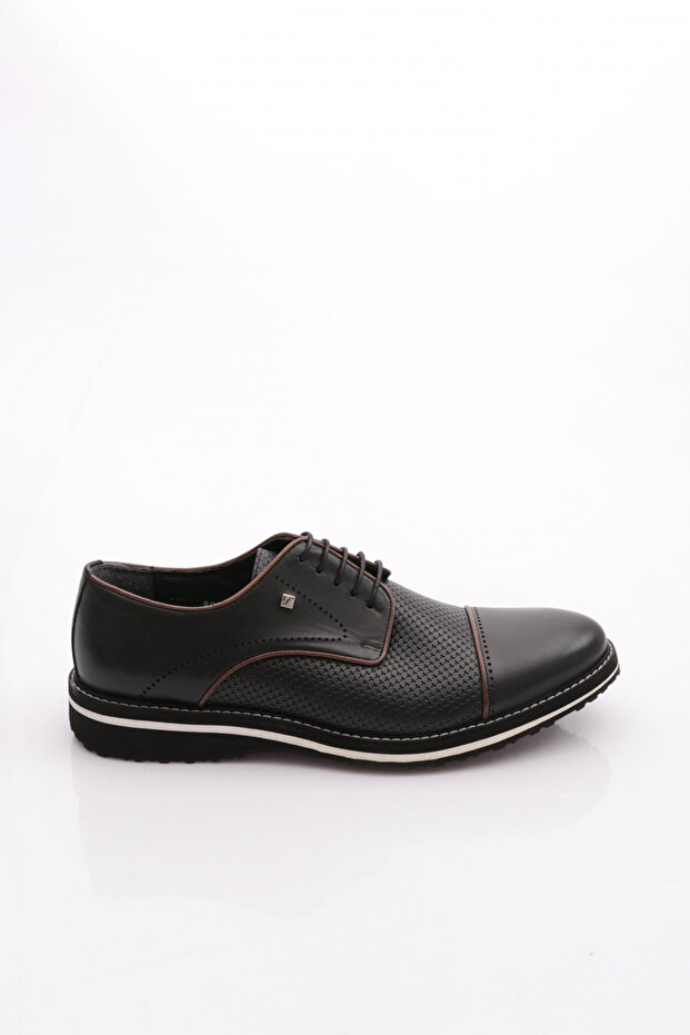 Lace-up Black Leather Eva Men's Casual Shoes 9040 46 42