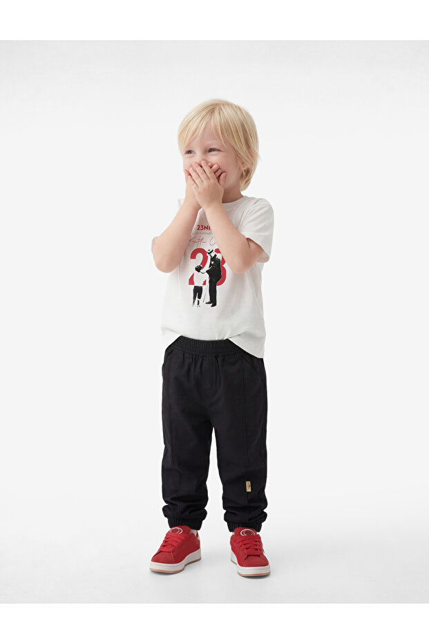 Short Sleeve Crew Neck Oversize Cotton T-Shirt with Ataturk Print