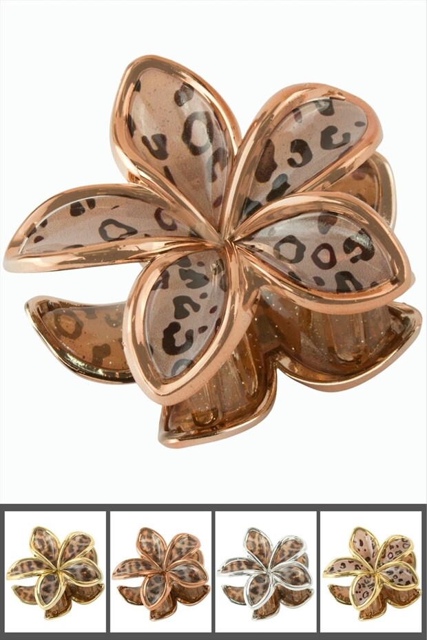 Leopard Patterned Lotus Buckle 8 cm