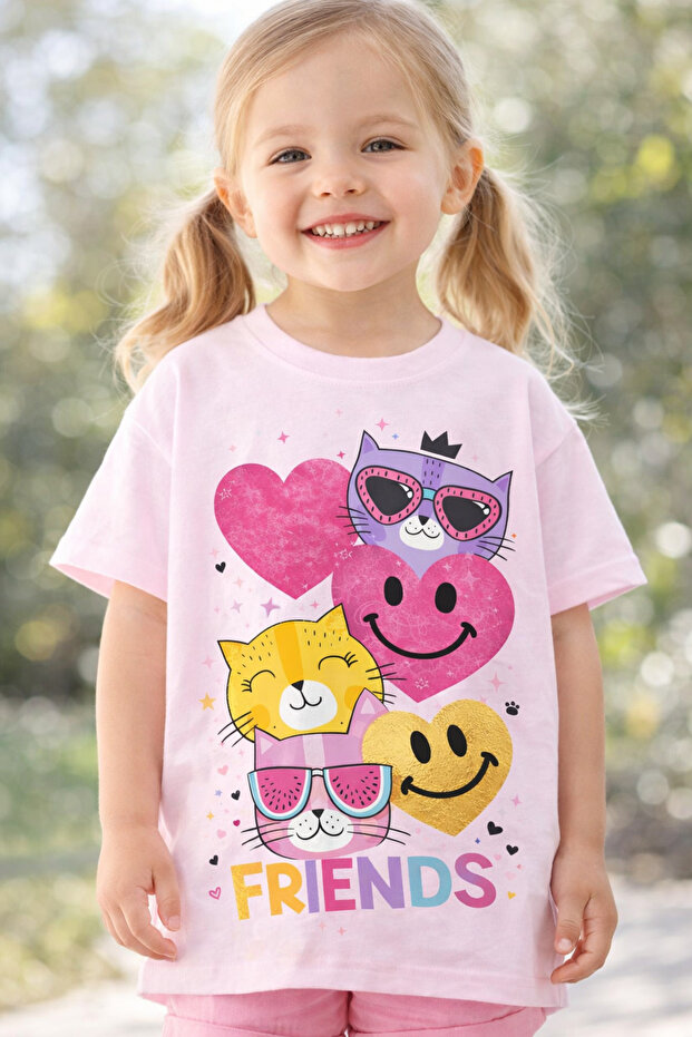 100% Cotton Happy Besties Design Kids T-Shirt