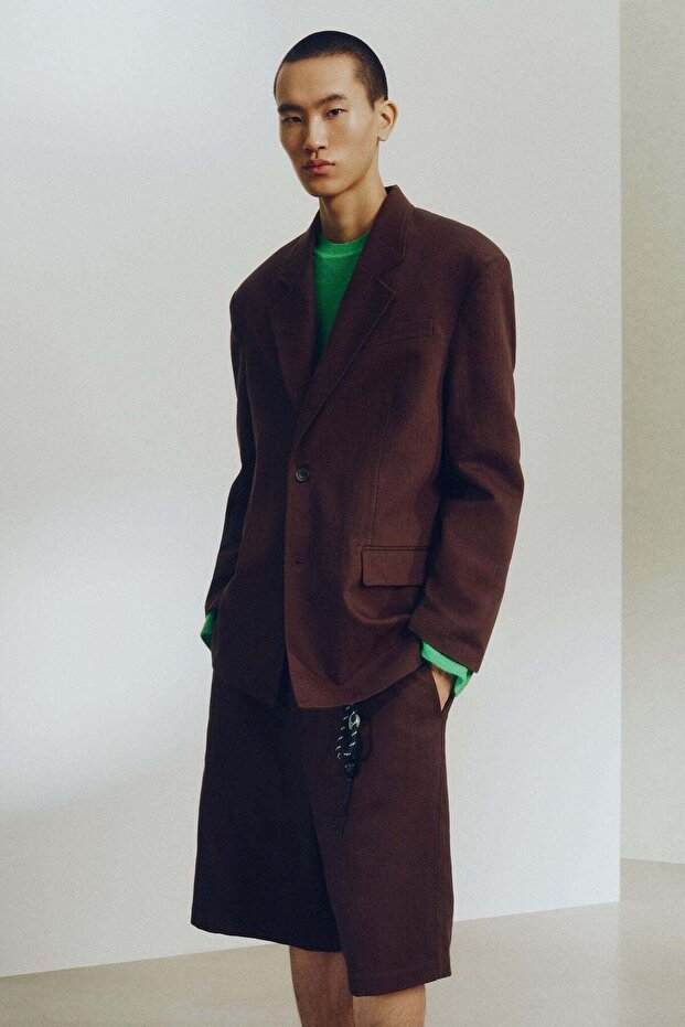 Relaxed Fit Single-breasted linen jacket