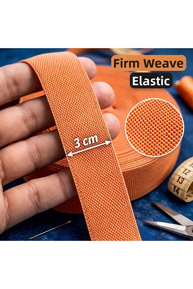 Sert Woven Orange Color 3 cm Waist, Leg and Bottom Elastic 1 Pack 5 Meters