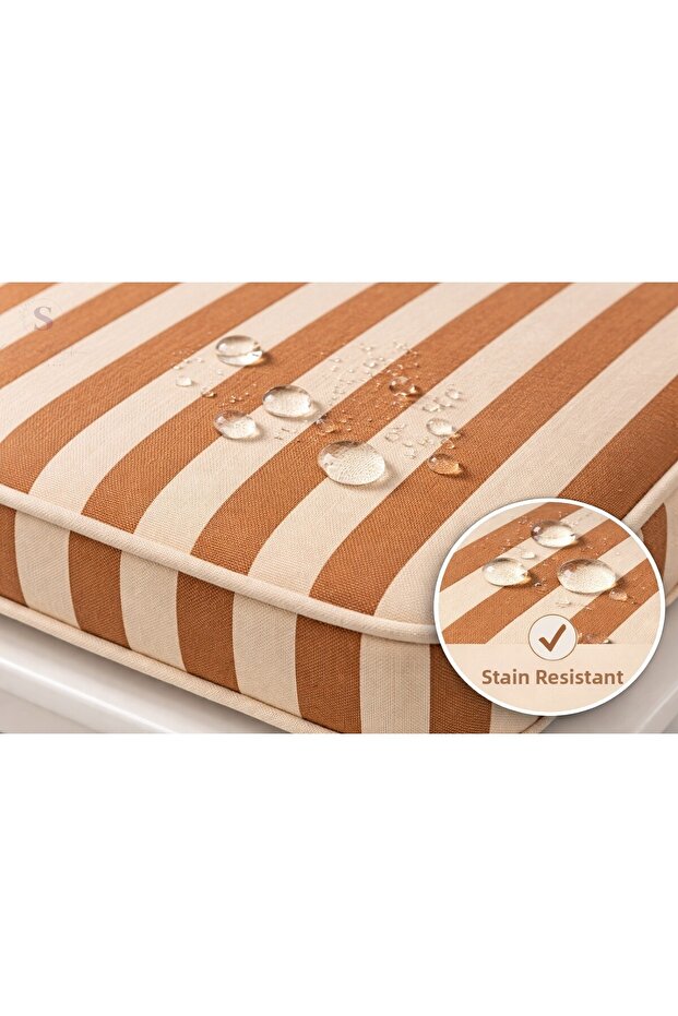 Brown Striped Chair Min Leather 40X40X5 cm – Stain Resistant Liquid Repellent