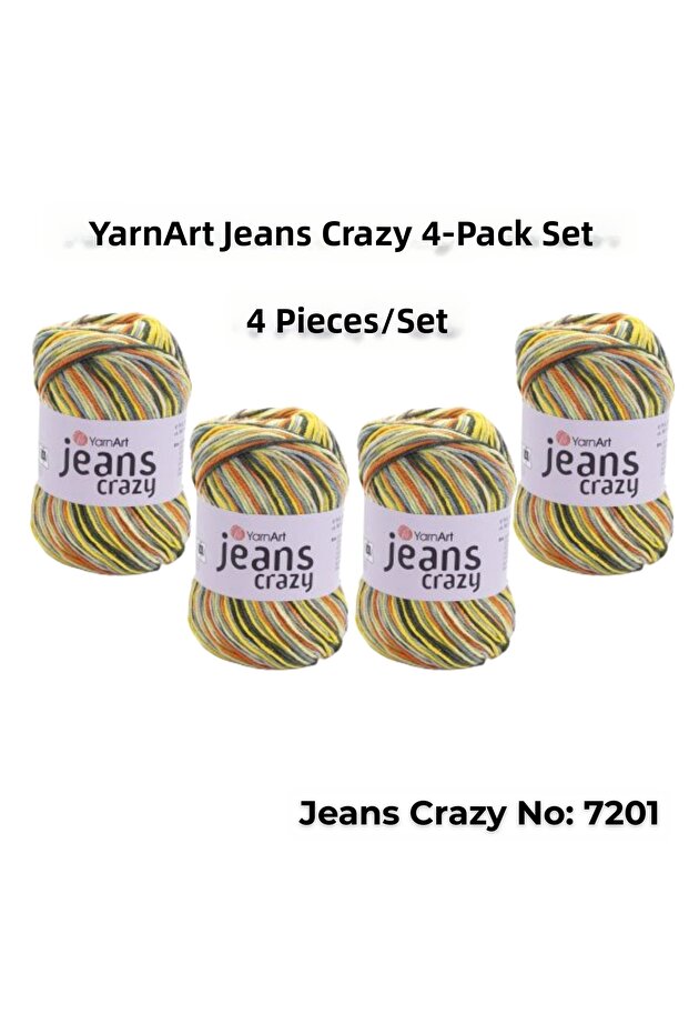 Yarn Art Jeans Crazy Hand Knitting Yarn 7201 Punch Yarn Set of 4
