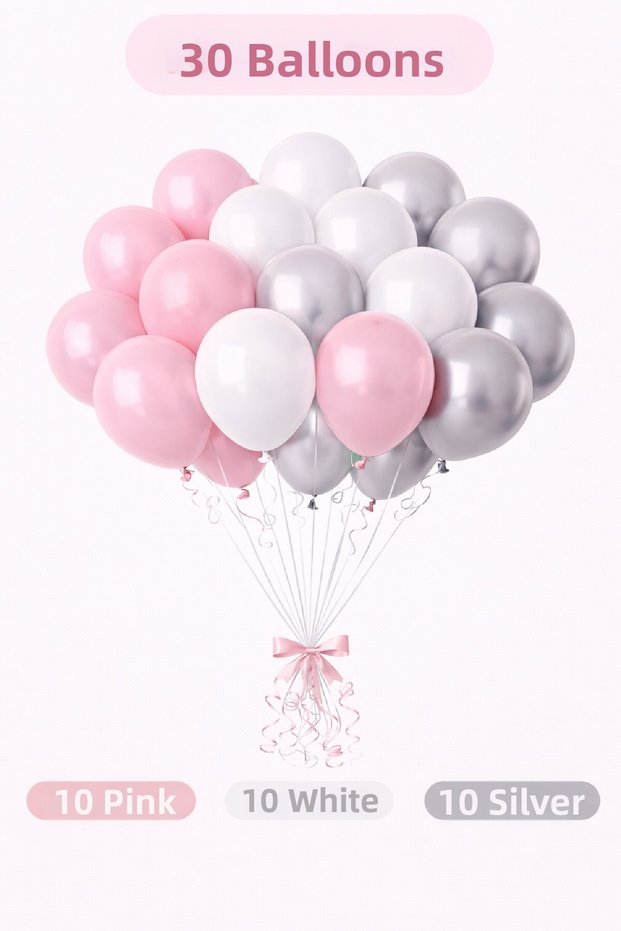 👉 "30 Pieces Mixed Color Balloon Set" | Premium Party, Birthday and Organization Decoration Set Ornament