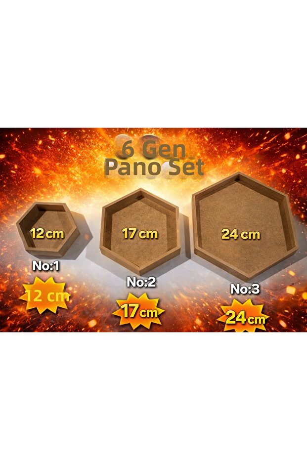 6 Gen Panel Set Wooden Paintable 3-Piece Decorative Wall Panel 12-17-24 cm Hobby DIY Set