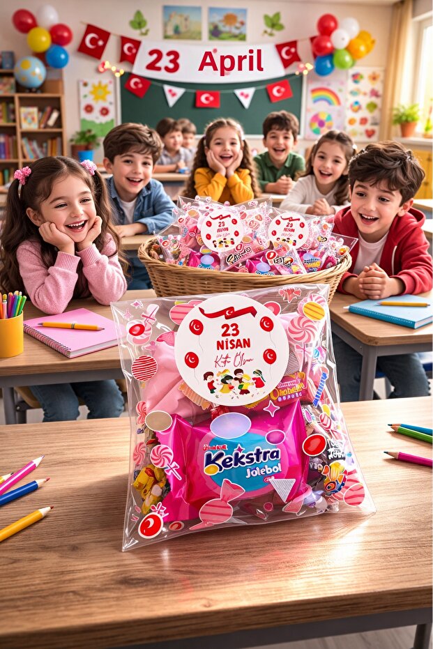 مجموعة (عبوة + ملصق) مجموعة هدايا 23 أبريل، 20 كيس OPP + 23 ملصقًا لعيد الفطر