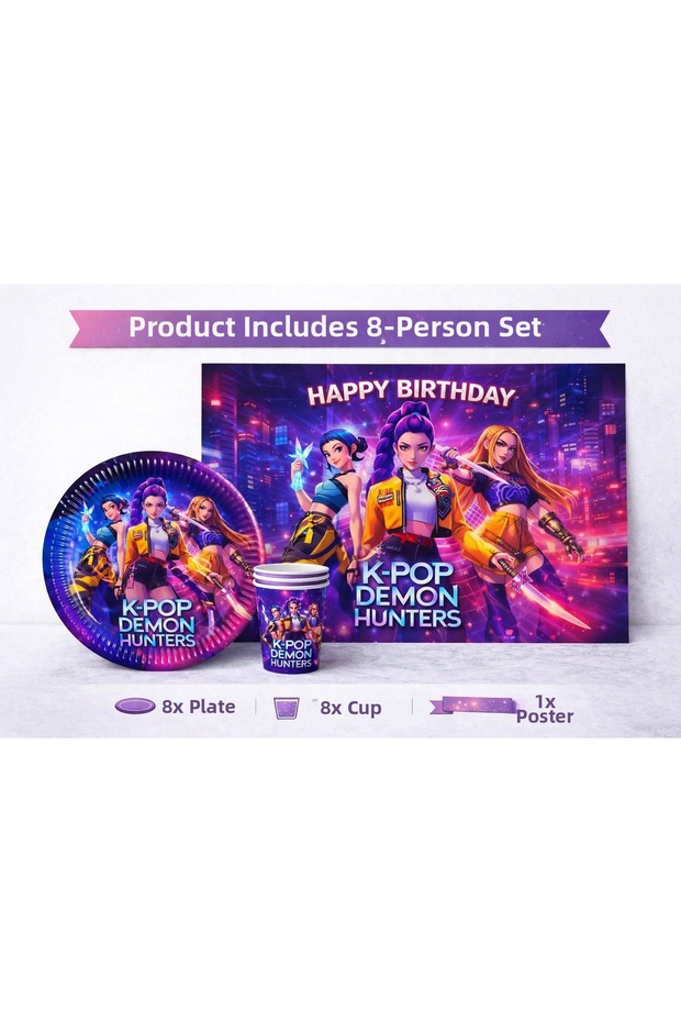 Kpop Demon Hunters Hunter Themed Poster for 8 People Birthday Party Supplies Ornaments 35X50 cm Poster