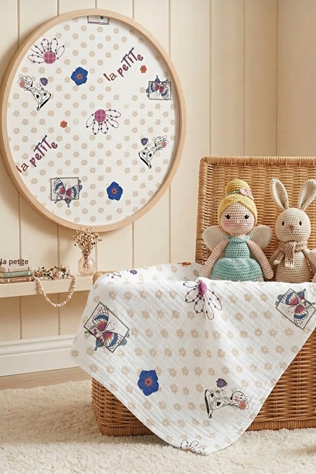 100% Cotton 4 Layer Muslin Baby Blanket 80X85 cm - La Petite Patterned Baby Blanket