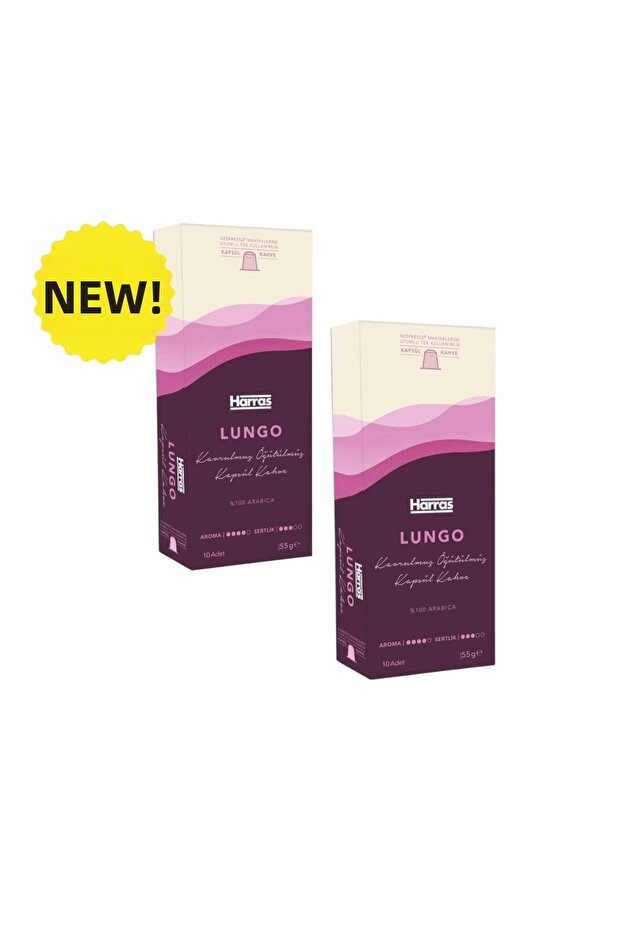 Lungo Capsule Coffee Nespresso Compatible 100% Arabica 10 Pieces 2 Packs (Total 20 Capsules)