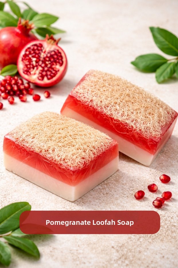 Handmade Natural Pumpkin Fiber Pomegranate Soap 110 gr
