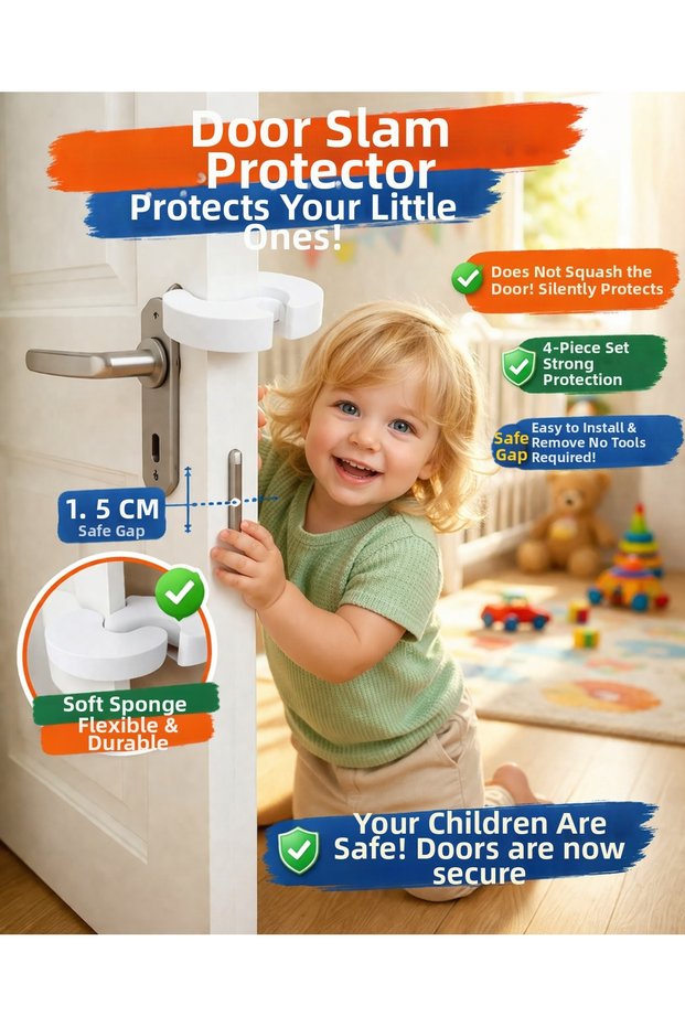 Door Anti-Collision Set of 4 Baby Child Safety Door Stopper Anti-Finger Pinch