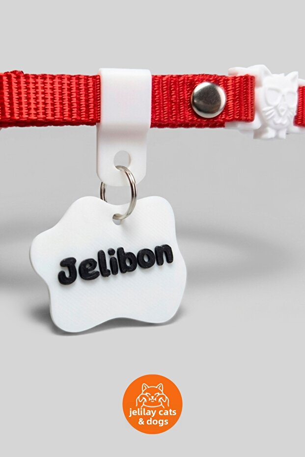 Cat Collar with Charm, Name Tag, and Phone Number Written (Safety Click)
