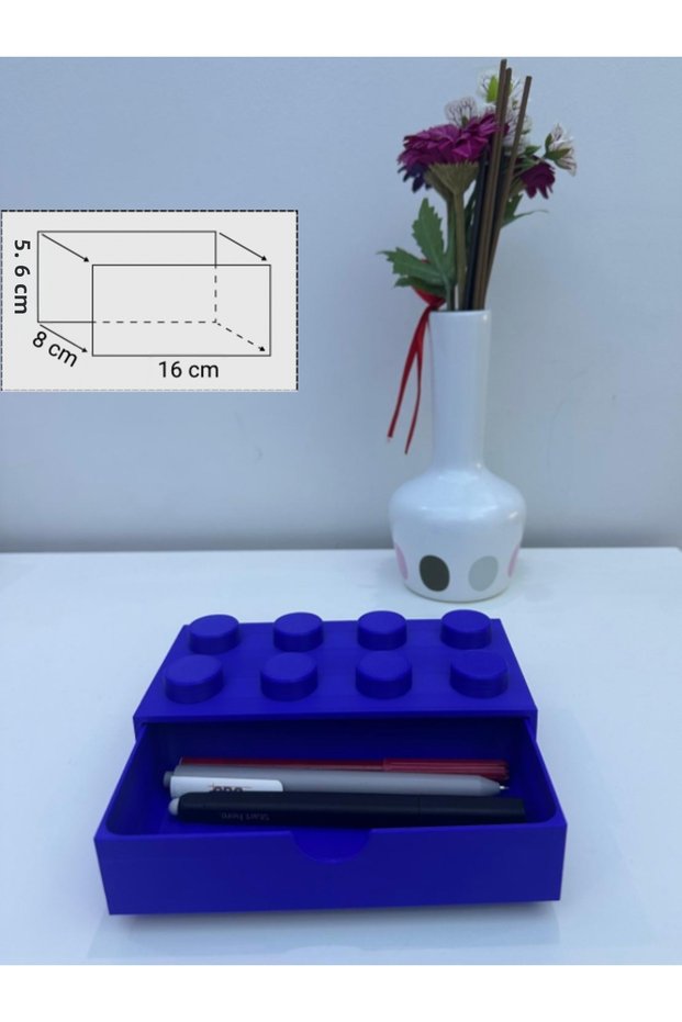 Mini Drawer with Building Toy Design - Small Size 4X2 Desktop Organizer Decorative Storage Box