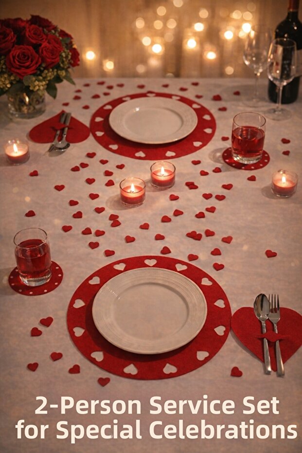 Heart-Shaped Serving Tray for 2 People - American Serving Set for Valentine's Day and Other Special Occasions