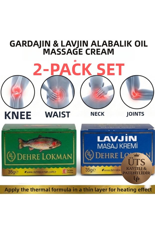 Gardajin 35 Gr & Lavjin 35 Gr Trout Oil Massage Cream Set of 2 - for Knees, Waist, Neck, Muscles and Joints