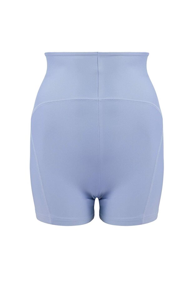 Açık Mavi Toparlayıcı Örme Spor Şort/Kısa Tayt TWOSS21SR0545 - 6