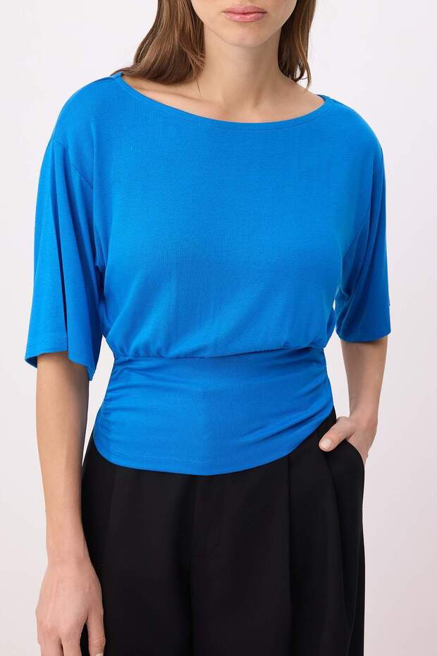 Saks Düz Regular/Normal Kalıp Asimetrik Yaka Yumuşak Örme Bluz TWOSS26BZ00097 - 3