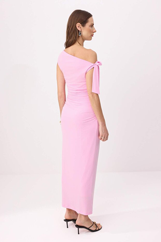 Pembe Fitted/Vücuda Oturan Maxi Esnek Kalem Örme Elbise TWOSS24EL00563 - 4