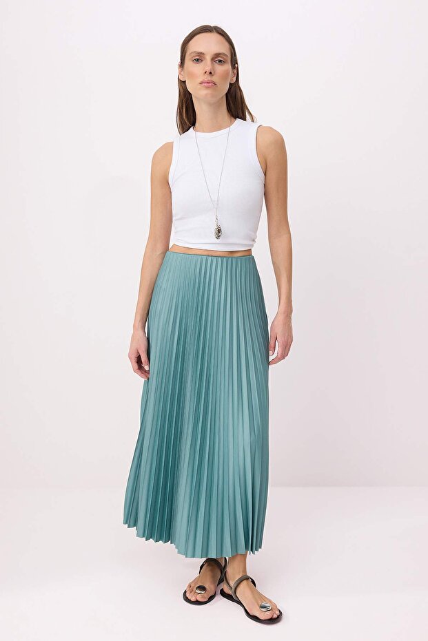 Mint Piliseli Maxi Esnek Örme Etek TWOSS24ET00041 - 1
