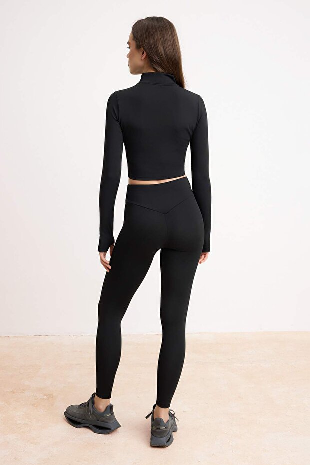 Siyah Dalgıç/Scuba 2'li Spor Ceket - Spor Tayt Alt - Üst Takım THMSS26AU00001 - 5