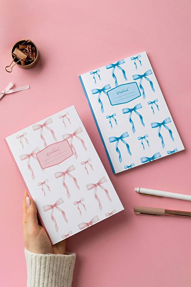 2'li Fiyonk Desenli Çizgili Defter Seti 18,5 cm x 26 cm TPHSS26DR00001 - 1