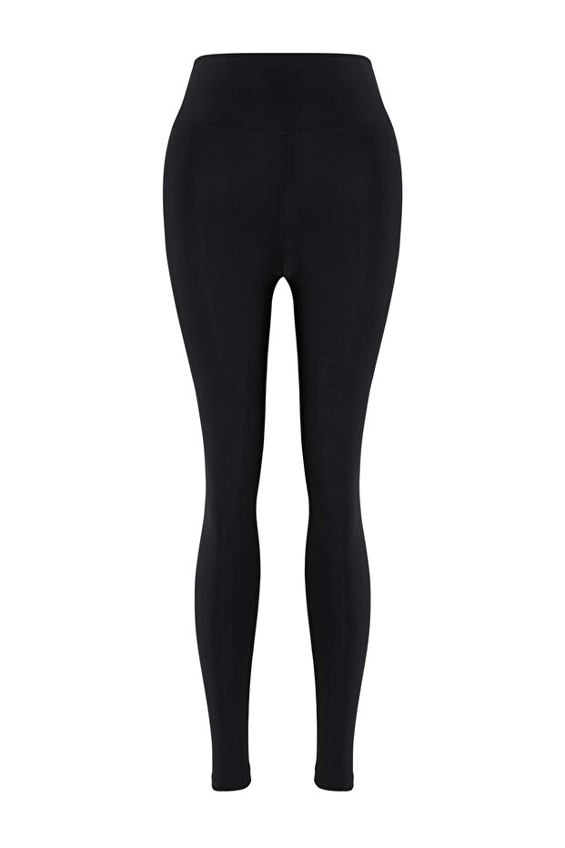 Siyah Premium Poliamid Kumaş Örme Tam Boy Spor Tayt THMSS26TY00018 - 6