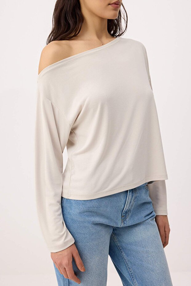 Taş More Sustainable Kayık Yaka Relaxed/Rahat Kesim Modal Premium Örme Bluz TWOAW25BZ00282 - 3