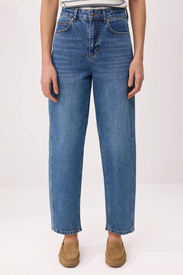 Mavi Dikiş Detaylı Yüksek Bel Az Esnek Barrel Jeans TWOSS26JE00306 - 3