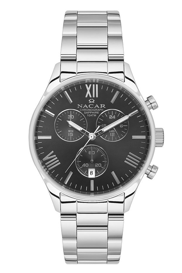Sapphire Glass Sports Silver - Black Men's Watch Nc08-29430616-Abm
