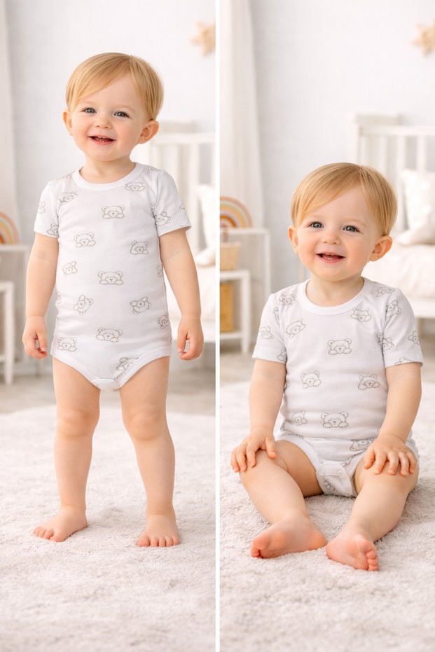 Short-Sleeved Baby Kids 100% Cotton Snap Fastener Bodysuit Colorful Patterned Girl/Boy/Unisex 3.5-6 Years Old