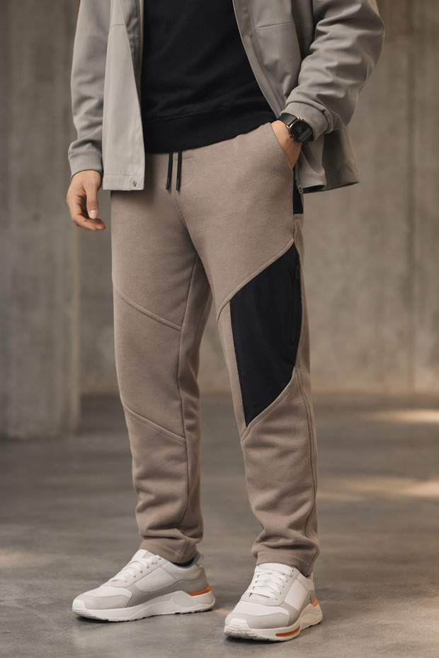 Men's Mink Regular Fit Jogger Pants Sweatpants with Zipper Side Pocketed Pack of Cotton