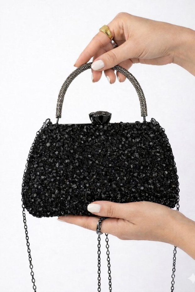 Women's Crystal-Embellished Evening Bag, Special Occasion Bag, Graduation Bag, Valentine's Day Bag