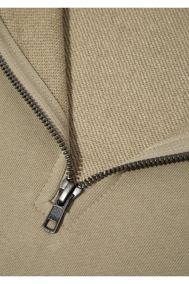 Yarı Fermuarlı Basic Bej Sweatshirt 0S10419-70204 - 7