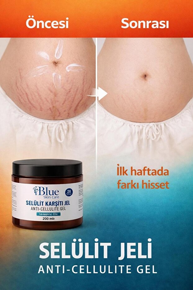 BLUE Skin Care Kalça Göğüs Basen Bölgesel Selülit kremi Sıkılaştırıcı - Yağ-yakıcı - Çatlak Giderici Selülit jeli
