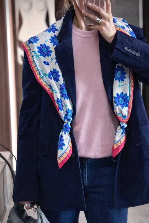 Pink Multi-Colored Brand Scarf 70*70