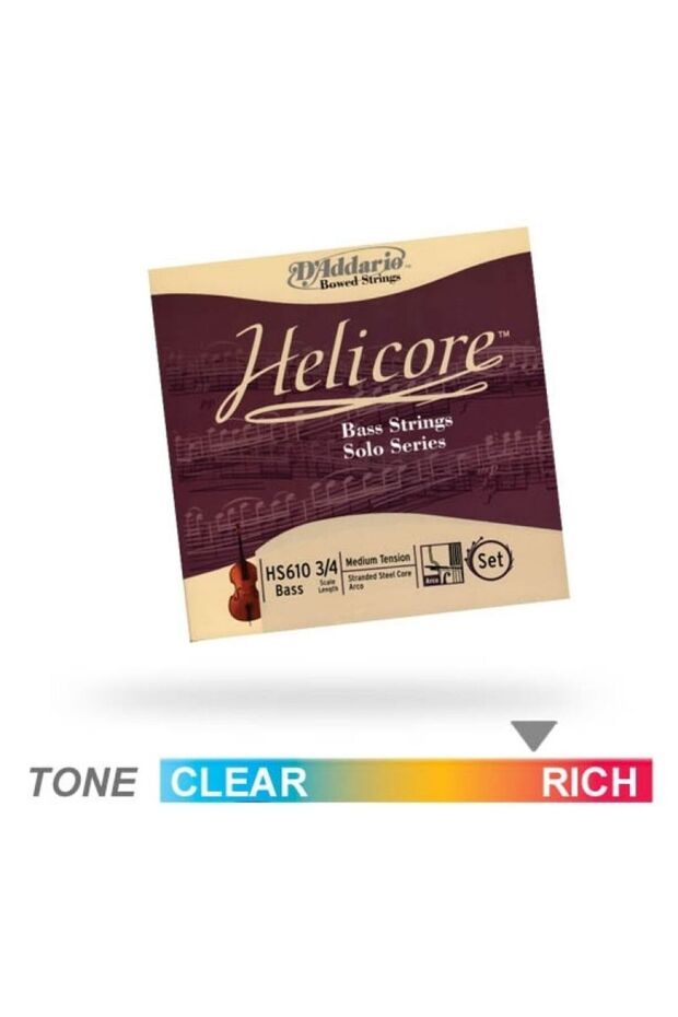 D'Addario Hs610 Double Bass String Set, Helicore, Scale 3/4, Bass Solo