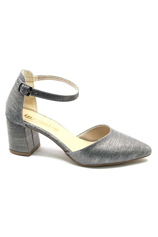 İremsu Çupra Satin Detailed 5 cm Heeled Stiletto Women's t Heeled Shoes Platinum