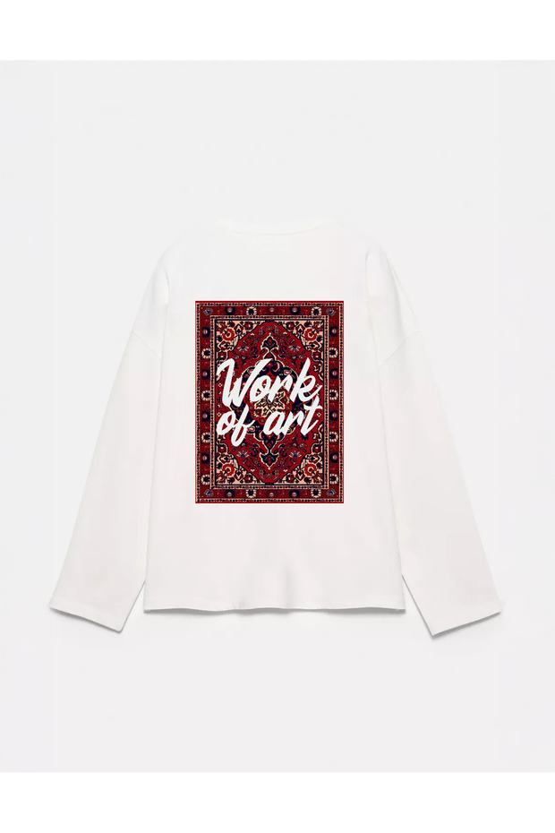 100% Cotton Oversize Fit Work of Art Printed - Crew Neck Long Sleeve T-Shirt (Back Printed)