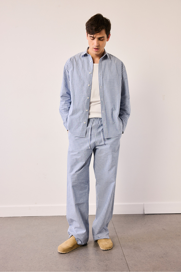 Oversize Çizgili Gömlek - 2