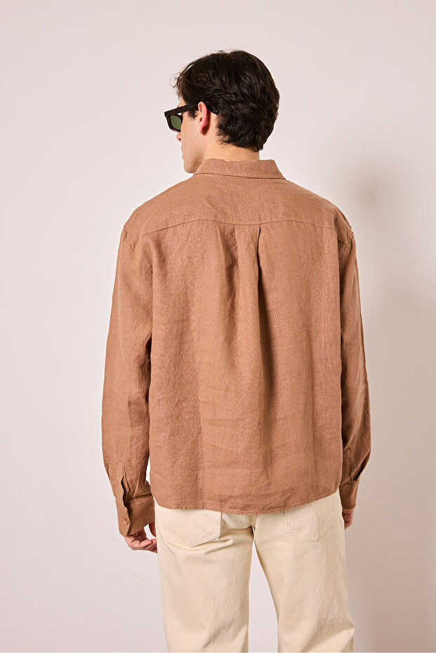 %100 Keten Oversize Gömlek - 4