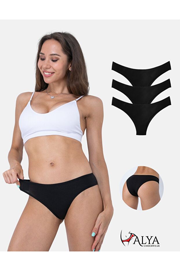 Women's Brazilian Panties 3 Pieces (BLACK)