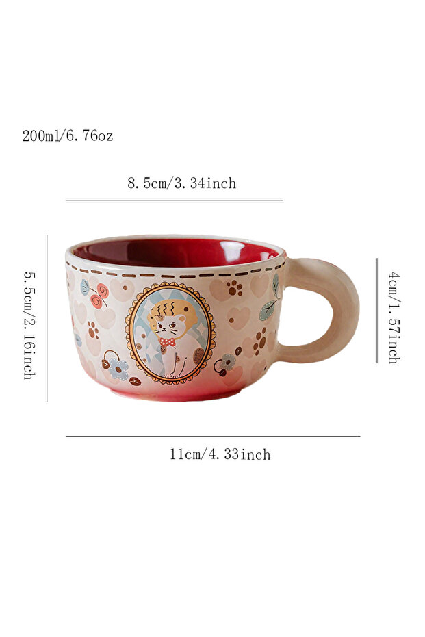 201-300ml Fish Hat Cat Vintage Cute Wealth Attraction Meow Cup Ceramic Cat Coffee Cup