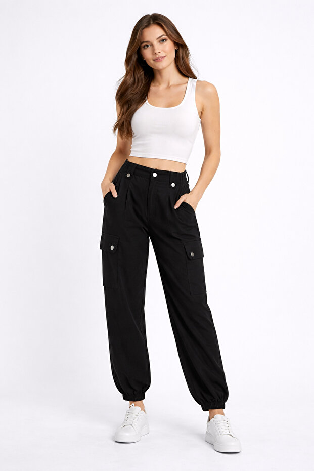 Robin Siyah Lastikli Jogger Pantalon