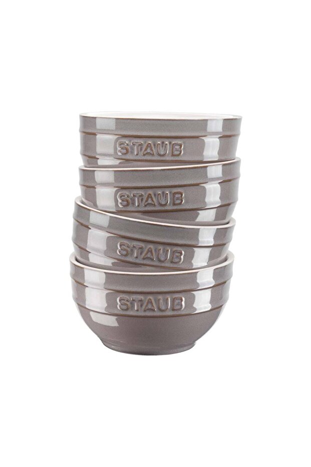 Seramik Kase 4'lü Set 14 cm Antik Gri - 1