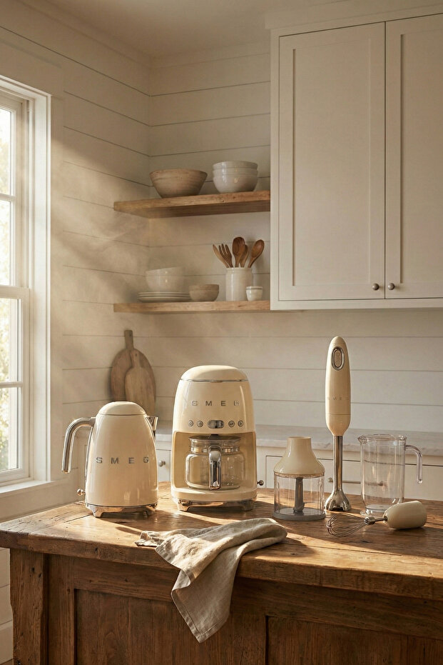 Cream Kettle-filter Coffee Machine And Hand Blender Set