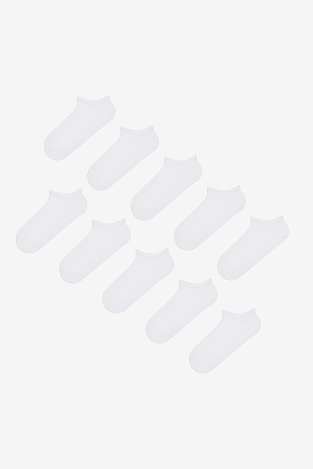 Basic Beyaz 10lu Patik Çorap - 1